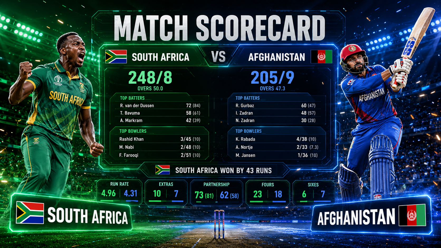 South Africa National Cricket Team Vs Afghanistan National Cricket Team Match Scorecard